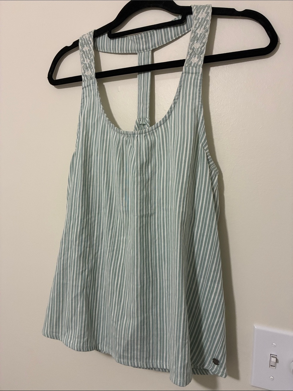 Roxy Mint Green and White Striped Racerback Flowy Tank